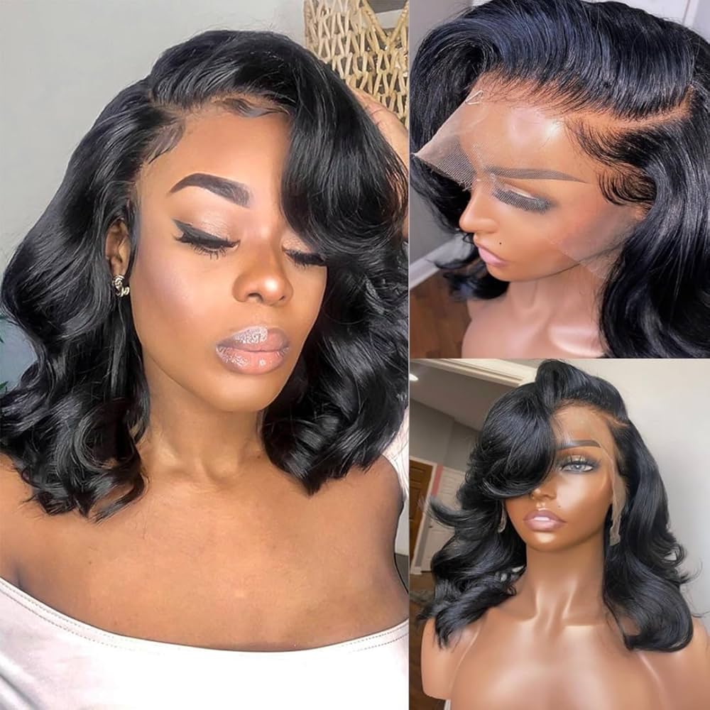 Amazon.com : EMOBANA Bob Wig Human Hair 13x6 Lace Front Wigs